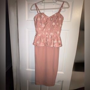 Pink Floral Peplum Dress